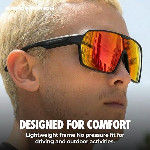 Image of grinderPUNCH Polarized Sports Sunglasses for Men Women UV Protection Shades for Baseball Running Cycling Skiing & Pickleball