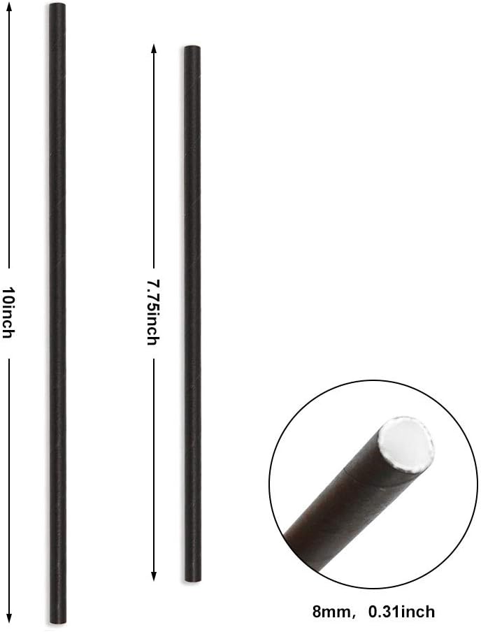 Go Green 6000PCS(150 Per Pack) Black Paper Drinking Straws, 8mm Individually Long Wrapped Disposable Smoothie Paper Straws, Eco Friendly Biodegradable Drinking Straws, Party Decoration Supplies