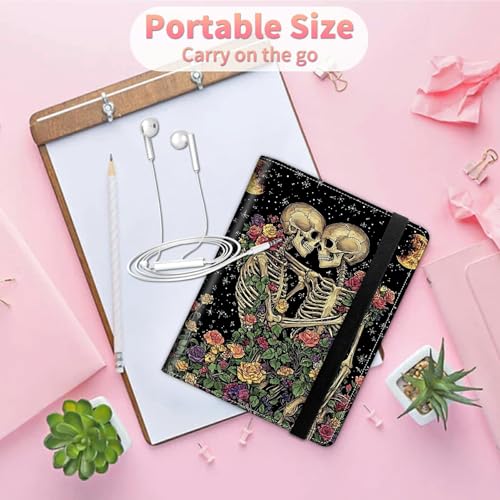 Image of Photo Album 4x6 120 Pockets Photos with Strong Elastic Band, Small Mini Albums Sheet Protector Folder for Photos, Album for Family Wedding Women Men Baby Vacation Gift, Skull Black