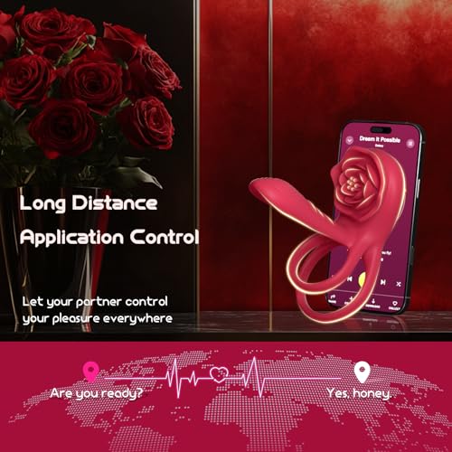 Image of Vibrating Cock Ring Penis Sleeve with Rose Clitoral Stimulator, Penis Ring Vibrator Couples Adult Sex Toys for Men Women, Male Female Couple Sex Toy with G Spot Clitoris Vibrator