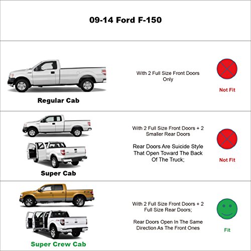 Nopoca Sun Rain Snow Guard Wind Deflector Shade Window Visors Accessories Fit 2009 2010 2011 2012 2013 2014 F150 Super Crew Cab Np94155 4Pcs #TOP4