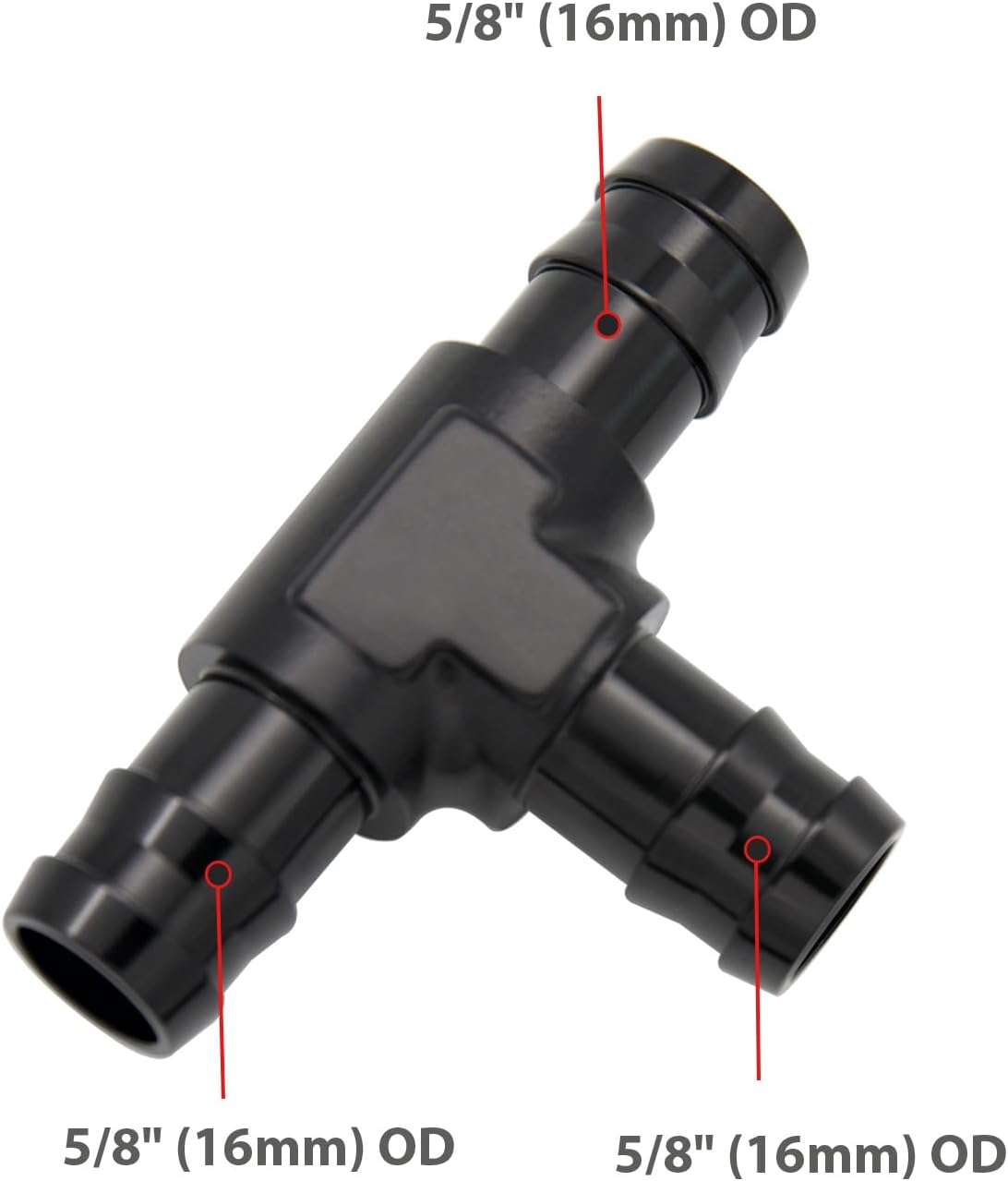 5/8" 16mm Barb Tee Hose Fitting T Splitter Adapter Aluminum Black