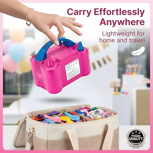 Image of YourVendor Electric Balloon Pump, Dual Nozzle, Inflates 2 Balloons in Seconds, Pink, for Parties