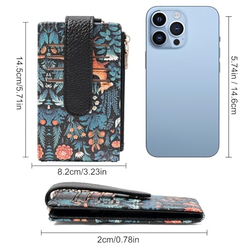 Image of GOIACII RFID Slim Card Holder Wallet with ID Window Thin Bifold Wallet for Womens Zipper Coin Pocket Little Deer Print