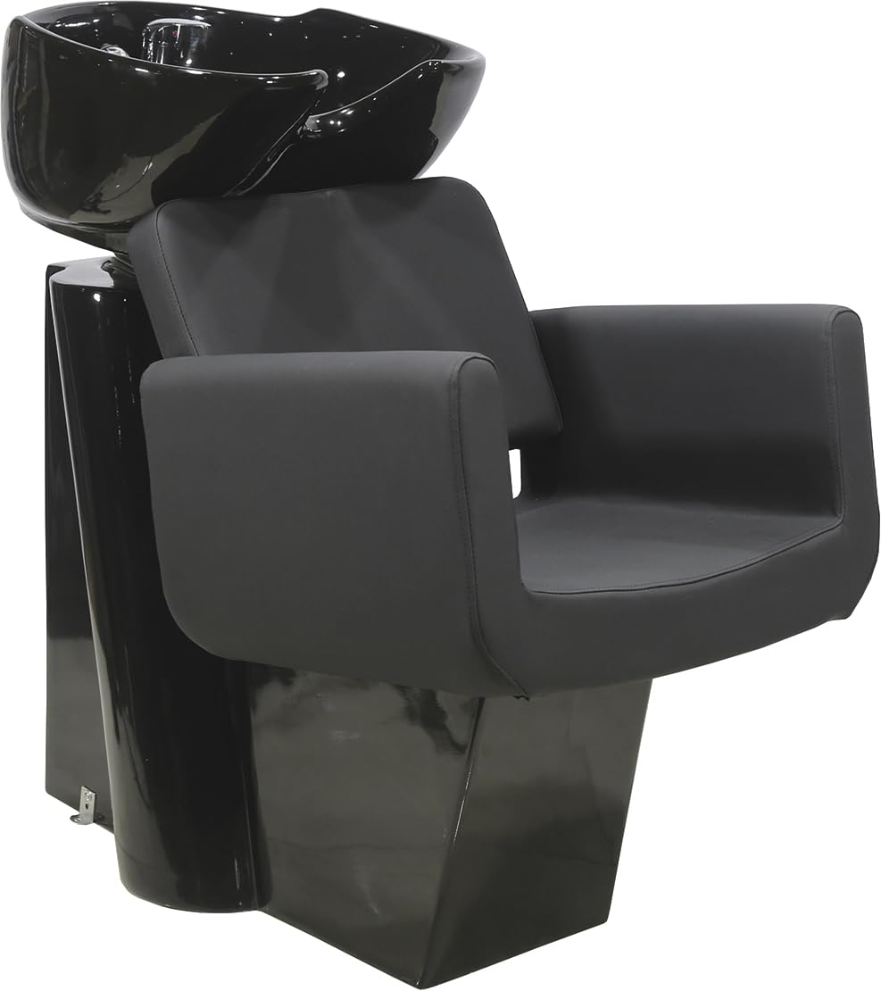 Italian Design - Lavacabezas de Peluquería Profesional Robbin - Diseño Moderno y Funcional - Asiento Ergonómico y Acolchado, Cuba Basculante de Cerámica y Estructura Robusta - Color Negro