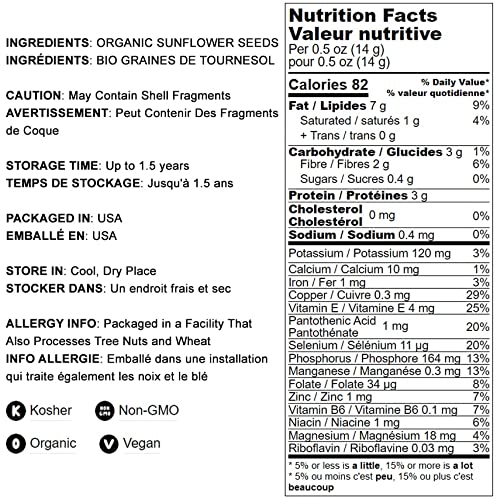 Miniatura 4 de Granos de semillas de girasol tostados orgánicos en seco, 2 libras, sin OMG, sin sal, asados al horno, sin aceite añadido, sin cáscara, vegano,