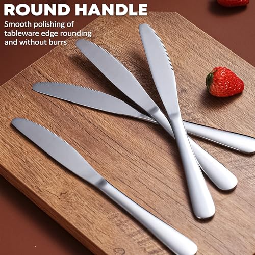 AEX 6X Stainless Steel Table Knives Set | Compact & Versatile Cutlery for Butter, Cheese, and Dining | Ergonomic Design, Dishwasher-Safe, Durable Serrated Blades - Image 5