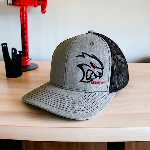 Dodge SRT Hellcat Redeye Rumble Snapback Trucker Hat – Black Red Mesh Cap with Embroidered Redeye Logo Patch & SRT Side Patch, Licensed - Image 3
