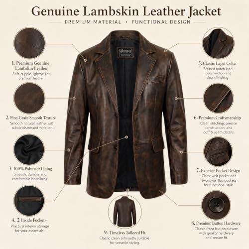 Image of Suede Leather Blazer for Men Suede Sport Coat for Men Blazer Suede Leather Jacket Blazer Coat for Men