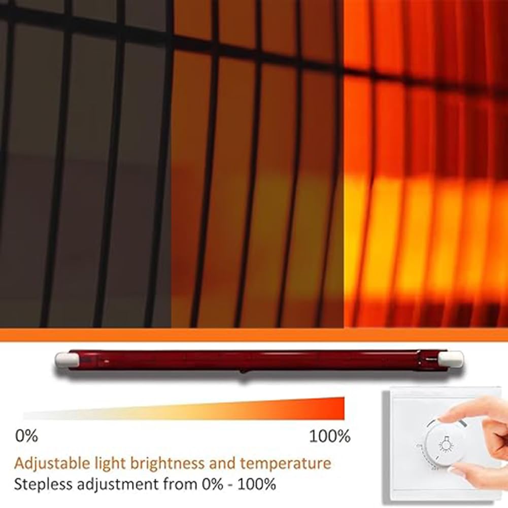 Generico Lampada al Quarzo Rossa R7S 118mm 200W dimmerabile, 220V, J-Type lineare a Doppio terminale, lampadine alogene a infrarossi da 200lm,254mm,1000W 3packs