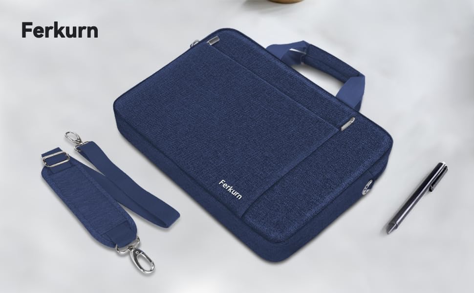 Ferkurn Laptop Bag Case for Women Men Computer Bag Compatible with HP Envy Pavilion Omen/LG Gram/MSI/Dell Inspiron XPS/Lenovo/Acer, Shoulder Strap Carrying Messenger Briefcase, Blue, 17 17.3 Inch - Image 8