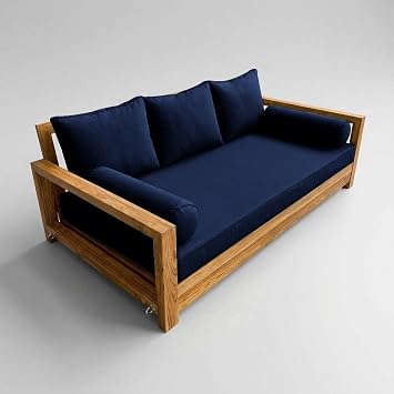 Prolinemax Style 3 Twin-XL Size Piped Edge Trim Mattress, Cushion and Pillow Complete Set for Outdoor Daybed Patio Porch Swing Bed - AD101