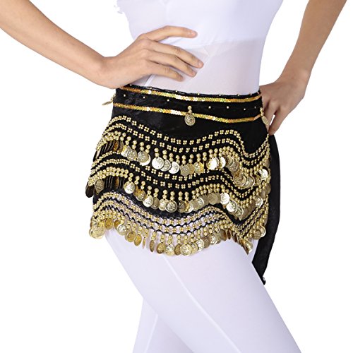 Zltdream Women's Belly Dance Hip Scarf With Gold Coins Halloween Costume Accessories #TOP5