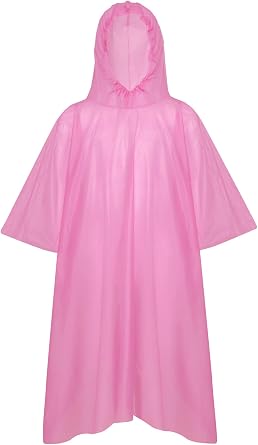Oyolan Girls Boys Water Resistant Rain Poncho for Kids Disposable Hooded Emergency Poncho for Outdoor Activities