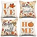 YLXQJIN 4 Stück Herbst Kissenbezug, Herbst Ahorn Blätter Kissenbezug, Leinen Kissenbezüge Herbst-Thema, Kürbis Dekokissen Kissenbezug für Sofa Couch Schlafzimmer, 45x45 cm