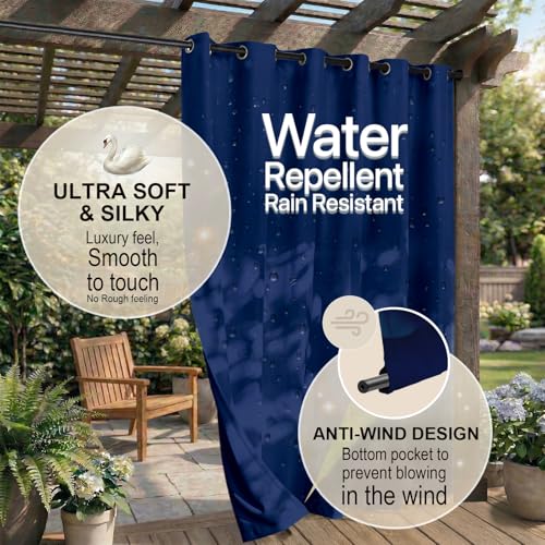 Outdoor Indoor Curtains W84 x L84 for Patio - Weather-resistant Window Panels Privacy Protect Grommet Top Thermal Insulated Home Curtain for Porch Pergola Lawn Garden Hot Tub Area (2 Panels) by DIVA EN CAMINO DEC - Image 4