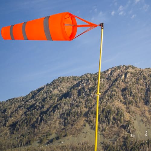 Wind Socks for Outside, 30 Inch Heavy Duty Wind Direction Indicators with Reflective Belt Waterproof Rip-Stop Hanging Windsock Flags for Outdoors Airport Farm Park Yard (Orange Reflective) - Thumbnail 5