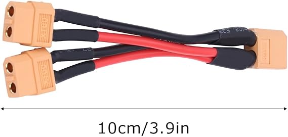 Lithium Battery Parallel Cable, High Current 14AWG Adapter for Extended Runtime, RC Battery Connector Cable with Dual Output(1 Male to 2 Female)