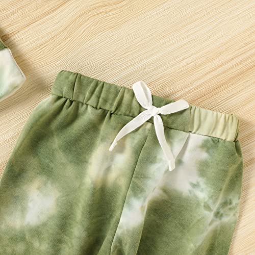 Grnshts Toddler Baby Boy Tie Dye Pants Set Hoodie Pocket Top Long Pants 2Pcs Fall Winter Outfits Clothes 12-18 Months Light Green #TOP5