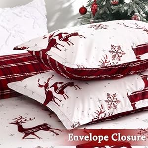 Christmas Duvet Cover King, Soft Brushed Microfiber Comforter Cover Sets, Reindeer Printed Holiday Theme Bedroom Decorative Bedding (King Size, Red Plaid Deer) Christmas Duvet Cover King Soft Brushed Microfiber Comforter Cover Sets Reindeer Printed Holiday Theme Bedroom Decorative Bedding King Size Red Plaid Deer