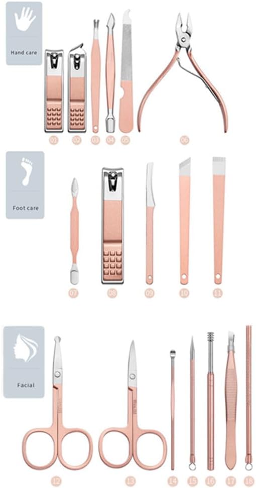 Manicure Cutters Nail Clipper Set Stainless Steel Nail Clippers Pedicure Nail Scissors Manicure Care Tools Kits,7pcs,Black(18pcspink)