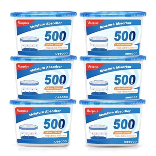 Vacplus Moisture Absorbers Dehumidifier Bucket -Unscented Dehumidifiers for Closet, Highly Absorbent Dehumidifier Bucket for basements, bathrooms, boats, RVs, 10.5 OZ Replaceable Moisture Absorbers, 6 PACK