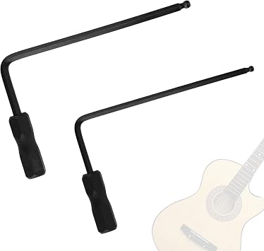 2pcs Guitar Truss Rod Wrench Set for Martin Acoustic Guitars | 4mm/0.16in & 5mm/0.2in Ball End Hex Key Intonation Tool Setup Kit for Deep Narrow Neck Adjustment Black