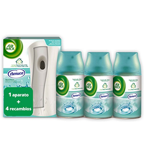 Air Wick Ambientador Freshmatic Completo Nenuco + Ambientador de Recambio Triplo Nenuco - Pack de 3 x 250 ml - Total: 750 ml