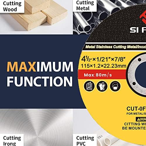 SI FANG 25 Pack Cut Off Wheels 115 x 1.2 x 22.23mm Thin Metal Cutting Discs Blades, Metal & Stainless Steel Aggressive Cutting Wheel Grinding Discs for 4.5 inch Angle Grinder
