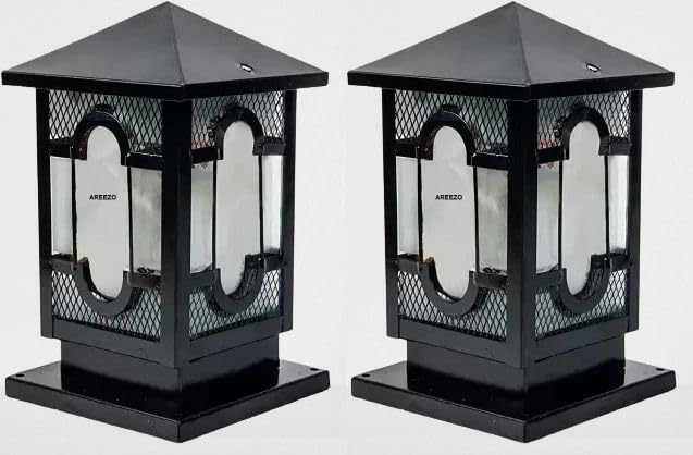 Black Outdoor Modern Waterproof Gate Light - Pillar Pole Light for Home & Garden, Path (Bulbnot Included) (Pack of 2)