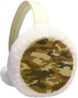 Camuflagem Line Art Grain Illustration Pattern Winter Ear Warmer Cable Knit Furry Fleece Earmuff Outdoor