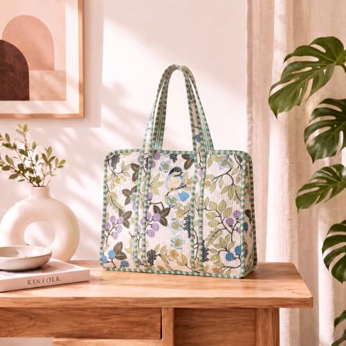 Image of 100% Cotton Jungle Print Shoulder Bag Tote Bag Women Reversible Shopping Bag and Grocery Bags Stylish Travel Bag Gift for Her