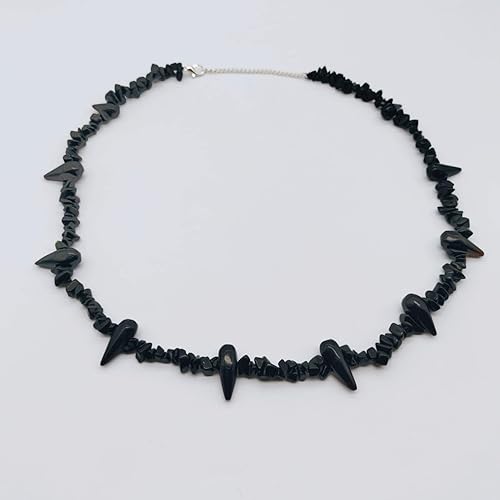 Miniatura 2 de Collar de Dolor Natural de Onyx Negro Collar de Anime Choker Hecho a Mano Joyería de Cosplay de Anime para Regalo para ÉlElla de Forever Gems &