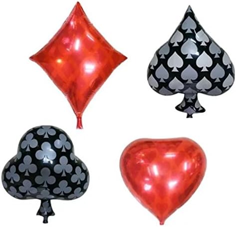 Atpata Funky Playing Cards Casino Night Foil Balloons - Spade Hukum, Club Chidi, Heart Paan, Diamond Eeth - for Poker Nights, Las Vegas Themed Parties, Casino Decorations