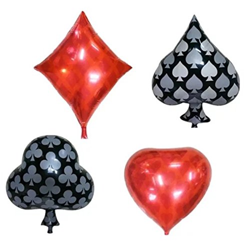 Atpata Funky Playing Cards Casino Night Foil Balloons - Spade Hukum, Club Chidi, Heart Paan, Diamond Eeth - for Poker Nights, Las Vegas Themed Parties, Casino Decorations