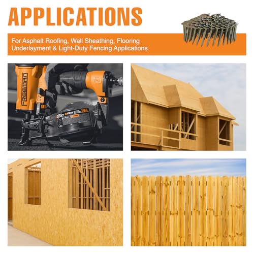 Freeman 15 Degree 1-1/4\" x 0.120\" Wire Collated Galvanized Coil Roofing Nails – 7,200 Count – Heavy-Duty 15 Degree Roofing Nails for Shingles, Siding & Sheathing - Thumbnail 3