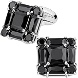 HAWSON Gemelos brillantes para camisa de hombre para traje, en caja de regalo, a juego con corbata sólida en rojo, blanco, negro y azul fácilmente, diseñado, Metal, no conocido