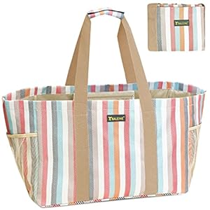 BALEINE Soft 9 Gallon Extra Large Utility Tote, Foldable Reusable Storage Bag (Color Stripe)