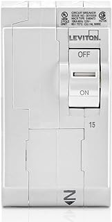 Leviton LB215 15A 2-Pole Plug-On Standard Branch Circuit Breaker, Hydraulic Magnetic, 120/240 VAC, White