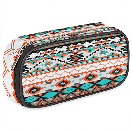 Image of Pardick Aztec Big Capacity Pencil Pen Case Aztec Print Large Pencil Pouch with Zipper Compartments Pencil Bag for Boys Girls Adults Student Office School Supplies