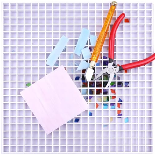 Stained Glass Cutting Mat With Tray 12x12 Removable Double-Layer Design Catches Shards for Mosaic & Crafts Easy to Clean