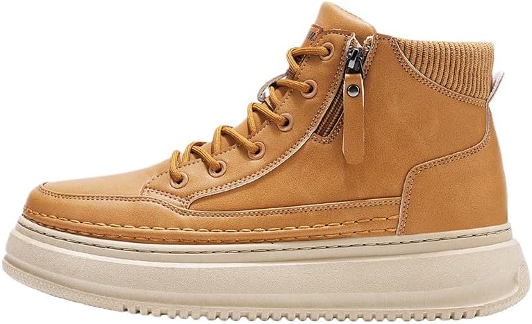 Men's fashionable short boots - thick-soled lace-up high-top casual shoes - comfortable and soft - suitable for all seasons and outdoor wear