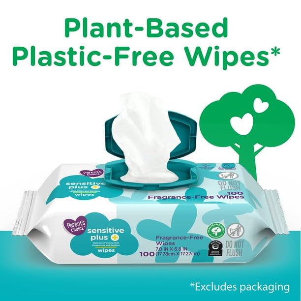 Sensitive Plus Baby Wipes 200ct, For Sensitive Skin With Naturally Derived Ingredients, Plastic-Free Wipes, 100% Purified Water - Image 4