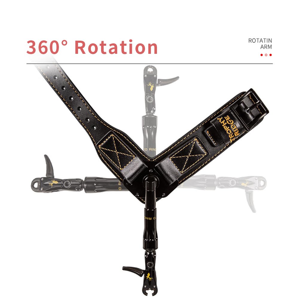 Adjustable Archery Bow Release, Preminum Archery Compound Bow Release with 360° Rotating Head, 360° Swiveling Arm, Trigger Travel Tuning