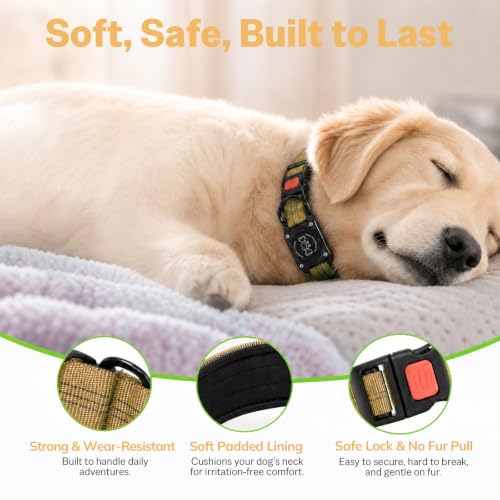 Image of Geamen Waterproof Dog Collar QR Code Reflective Collar Khaki,XL
