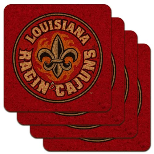 Graphics & More University of Louisiana at Lafayette Primary Logo Low Profile Novelty Cork Coaster Set