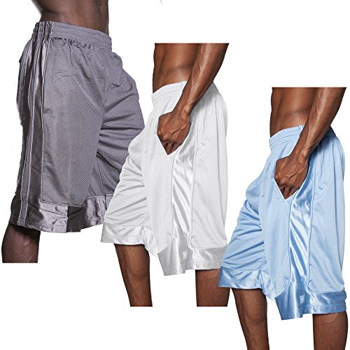 Hat and Beyond Mens Heavyweight Mesh Shorts Athletic Fitness Gym Sports Workout Basketball S-5XL