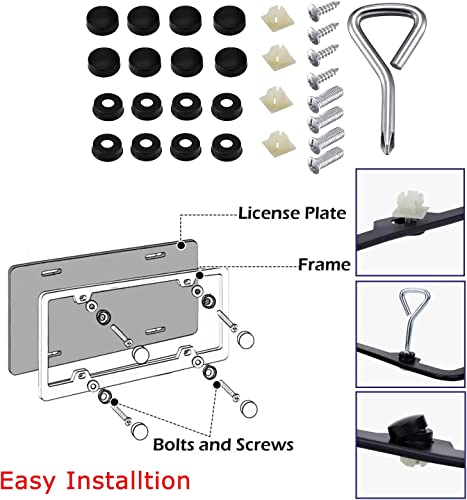2Pcs Aluminum License Plate Frame For Toyota Tacoma 4Runner Tundra Rav4 Highlander,3 Color Sport License Plate Cover Frames(Grey) #TOP2
