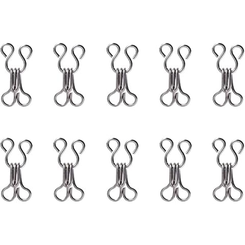100Pcs Hook and Eye Fasteners Fastening Fur Dress Skirt Collar Closure for Bra SEW Rust Sewing Metal DIY Proof Size 0 Hooks S&S PRODUCTS Cover