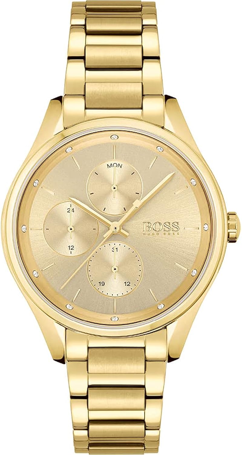 Boss Orologio Analogico Multifunzione al Quarzo da Donna con Cinturino in Acciaio Inossidabile Dorato - 1502584 Boss Orologio Analogico Multifunzione al Quarzo da Donna con Cinturino in Acciaio Inossidabile Dorato - 1502584